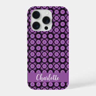 Retro mid century modern cirkels naam monogram iPhone 15 pro hoesje