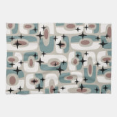 Retro Mid Century Modern Cosmic Abstract Pattern Theedoek (Horizontaal)