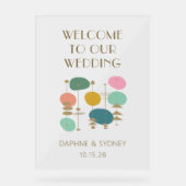Retro Mid Century Modern Custom Bruiloft Welkom Acryl Bord (Voorkant)