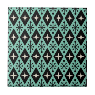Retro Mid Century Modern Diamant Starburst Patroon Tegeltje