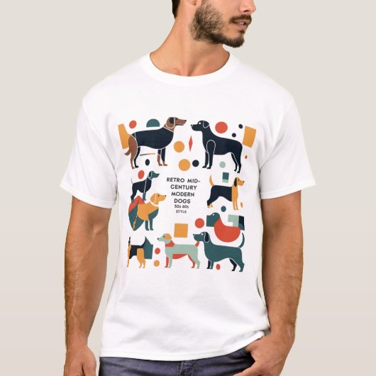 Retro Mid-Century Modern Dogs 50s 60s Style abstra T-shirt (Voorkant)