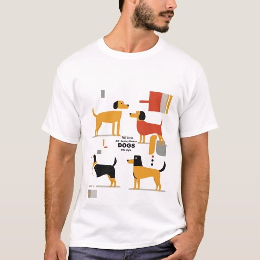 Retro Mid-Century Modern Dogs 50s 60s T-shirt (Voorkant)