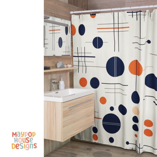 Retro Mid Century Modern Douchegordijn