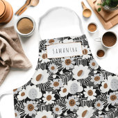 Retro Mid-Century Modern Floral Name Schort