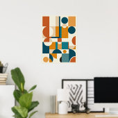 Retro Mid-Century Modern Geometrisch Abstract Poster (Thuiskantoor)