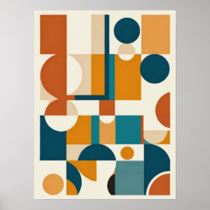 Retro Mid-Century Modern Geometrisch Abstract Poster