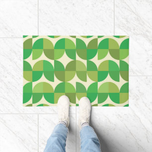Retro mid century modern groene geometrische patro deurmat