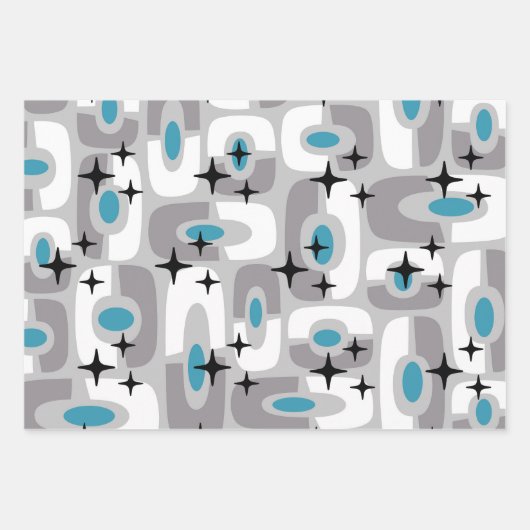 Retro Mid Century Modern Kosmisch Abstract Patroon Inpakpapier Vel (Voorkant)
