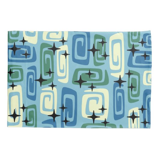Retro Mid Century Modern Kosmisch Abstract Patroon Kussensloop (Achterkant)