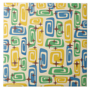 Retro Mid Century Modern Kosmisch Abstract Patroon Tegeltje