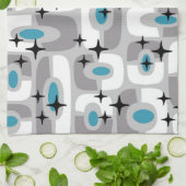 Retro Mid Century Modern Kosmisch Abstract Patroon Theedoek (Gevouwen)