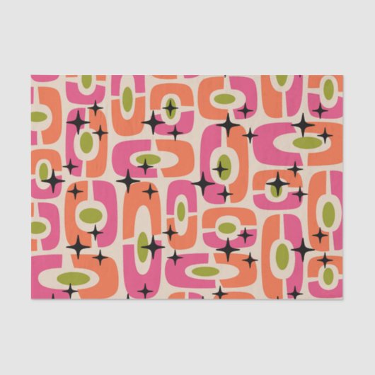 Retro Mid Century Modern Kosmisch Abstract Patroon Tissuepapier (Voorkant)