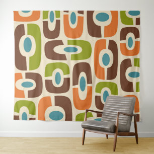 Retro Mid Century Modern Kosmisch Abstract Patroon Wandkleed