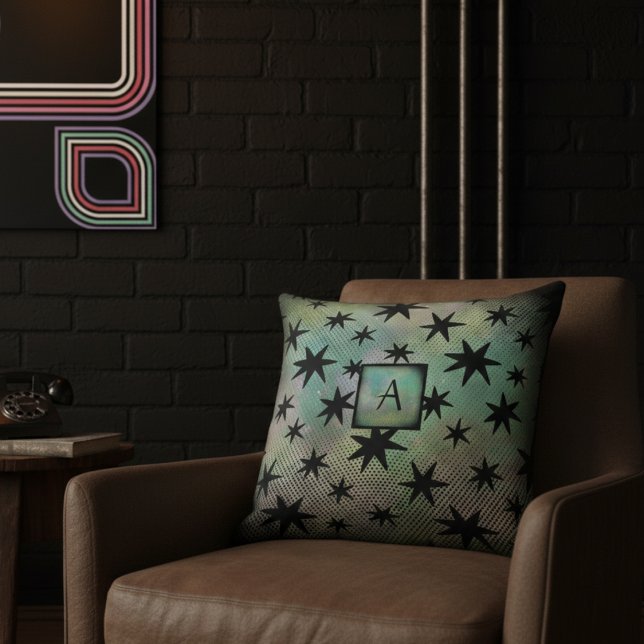 Retro Mid Century Modern Monogram Kussen (Creator heeft geüpload)