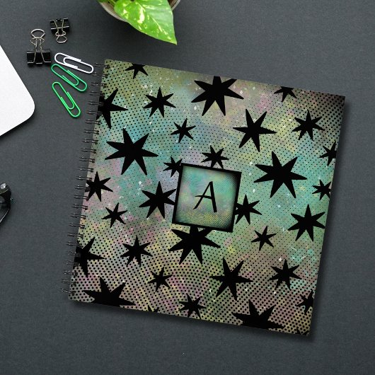 Retro Mid Century Modern Monogram Notitieboek