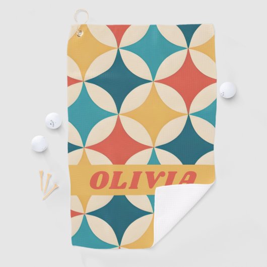 Retro Mid Century Modern Patroon Golfhanddoek (Insitu)