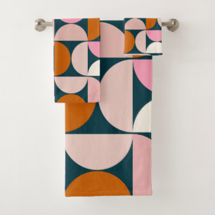 Retro Mid Century Modern Pattern Blue Blush Pink Bad Handdoek