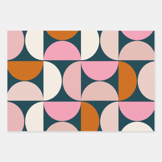 Retro Mid Century Modern Pattern Blue Blush Pink Inpakpapier Vel (Voorkant)