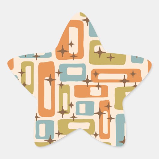 Retro Mid Century Modern Ster Sticker (Voorkant)