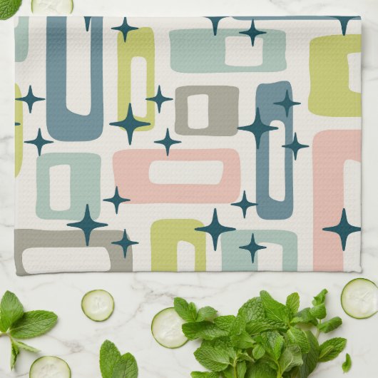 Retro Mid Century Modern Theedoek (Gevouwen)