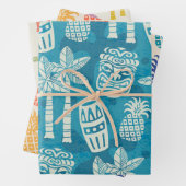 Retro Mid Century Modern Tiki-patroon Inpakpapier Vel (In situ)