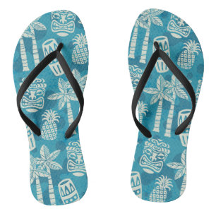 Retro Mid Century Modern Tiki Patroon Teenslippers