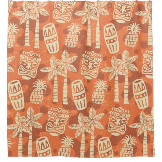 Retro Mid Century Modern Tiki Pattern Douchegordijn (Voorkant)