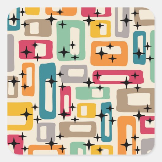 Retro Mid Century Modern Vierkante Sticker (Voorkant)
