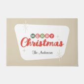 Retro Mid-Century Modern Vrolijk Kerstfeest Deurmat (Voorkant)