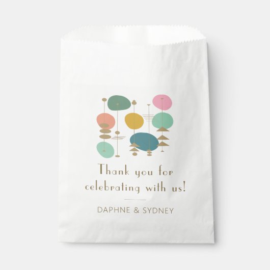 Retro Mid Century Moderne aangepaste bruiloft dank Bedankzakje (Voorkant)