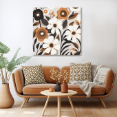 Retro Mid Century Moderne Bloemen Canvas Afdruk