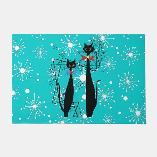 Retro Mid Century Moderne Cool Cat Deurmat (Voorkant)