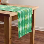 Retro Mid Century Moderne Groene Diamanten Kerstmi Korte Tafelloper (Voorbeeld)