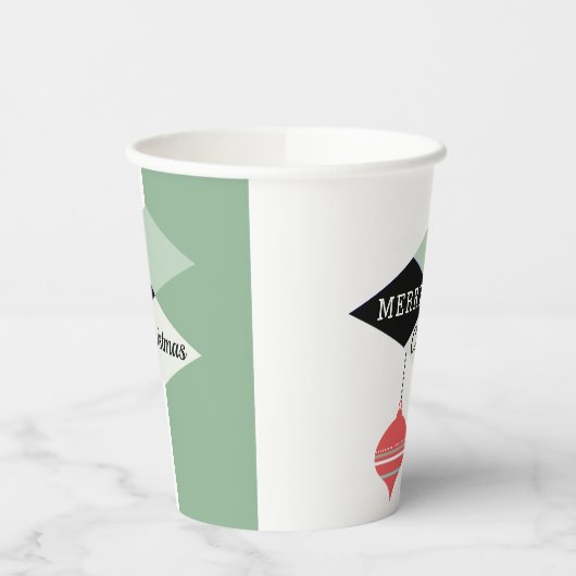 Retro Mid-Century Moderne Kerstfeestdag Papieren Bekers (Links)