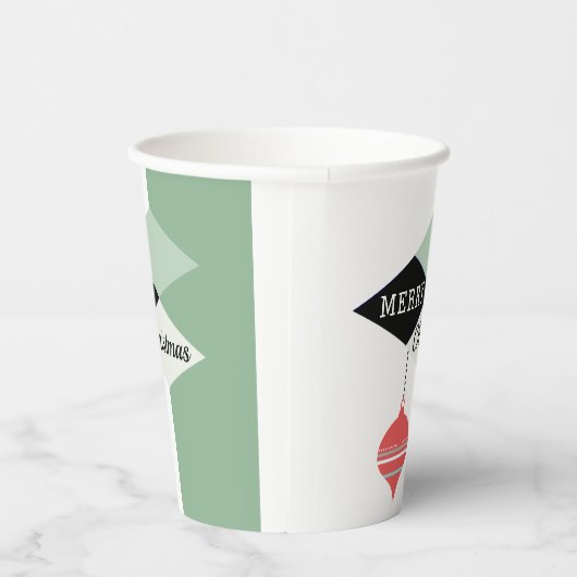 Retro Mid-Century Moderne Kerstfeestdag Papieren Bekers (Rechts)