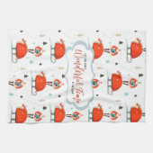 Retro Mid-Century Moderne Kerstfeestdag Theedoek (Horizontaal)