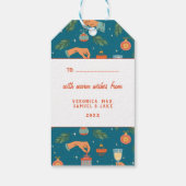 Retro Mid-Century Moderne Kerstvakantie Gift Ta Cadeaulabel (Achterkant)