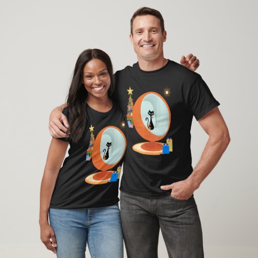 Retro Mid Century Moderne MCM kerstkat T-shirt (Unisex)