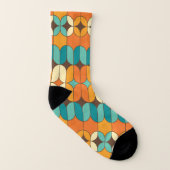 Retro Mid Century Moderne Motif orange et bleu (Droite extérieur)