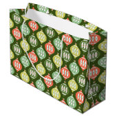 Retro Mid Century Red & Olive Green Kerstmis Groot Cadeauzakje (Achterkant Gekanteld)