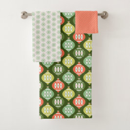 Retro Mid Century Rode, Donkergroene Kerst Bad Handdoek