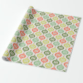 Retro Mid Century Rode, Perzik & Groene Kerstmis Cadeaupapier (Uitgerold)