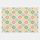 Retro Mid Century Rode, Perzik & Groene Kerstmis Inpakpapier Vel (Voorkant)