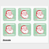 Retro Mid-Century Santa Claus Gift Tag Sticker (Feuille)
