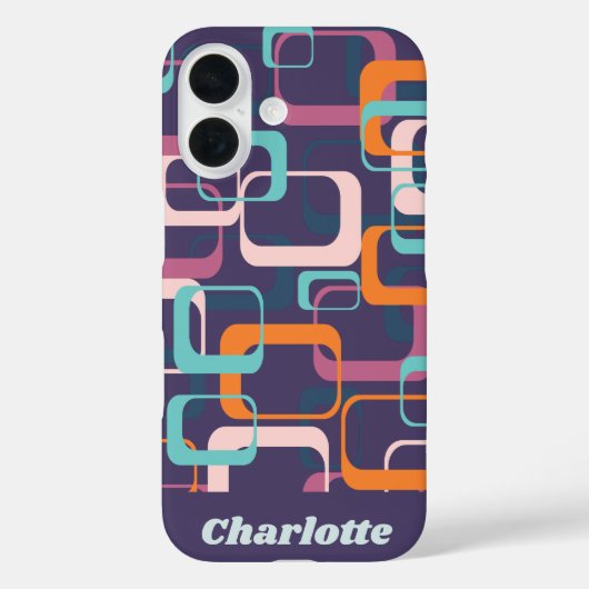 Retro mid Century Shapes Paars op persoonlijke tit Case-Mate iPhone Case (Achterkant)