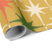 Retro  Mid-Century Star Pattern Ochre Green Cadeaupapier (Rol Hoek)