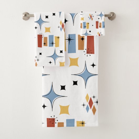 Retro Mid-Century Starburst Bad Handdoek (Insitu)