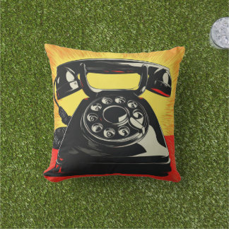 Retro Mid-Century Telefoon Pop Art Design Buitenkussen