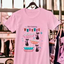 Retro Mid-Century Zwart Katten Pyrex T-shirt