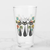 Retro Mid Century Zwarte Atomic Cats Glas (Voorkant)